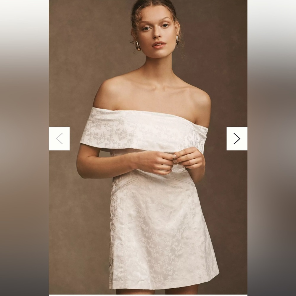 BHLDN Ingrid Stretch Jacquard Off-The-Shoulder Mini Dress